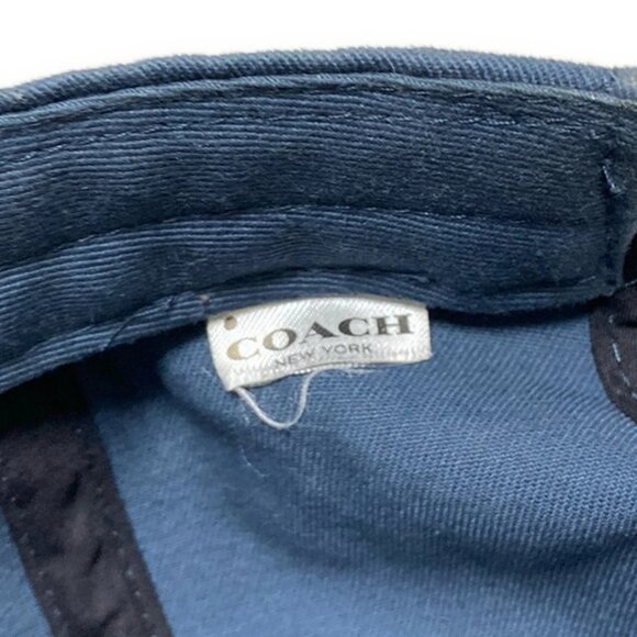 Auth COACH - Navy Black Cotton Leather Hat - Picture 4 of 11